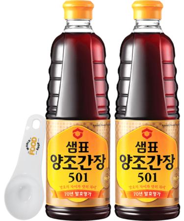 Sempio Brewed Soy Sauce 501 500ml Bundle of 2 with World Food Shop Scoop - Authentic Korean Flavour for Cooking and Seasoning