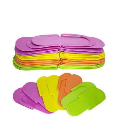 JOVANA 24 Pair Disposable Foam Pedicure Slippers Multi Color Flip Flop Salon Nail Spa