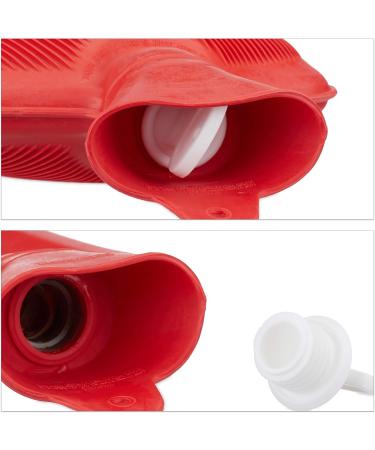 Relaxdays Hot Water Bottle Set | 2L Durable & Safe Odourless Natural Rubber Red - Ideal for Comfort & Warmth - Buy Online on GoSupps.com