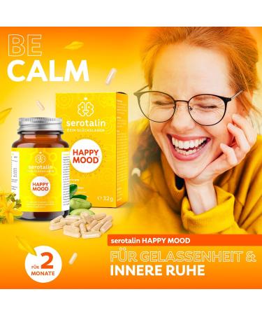 Serotalin Happy Mood Capsules - St. John's Wort Griffonia & L-Tryptophan | Vegan Mood Support with Vitamins & Minerals | 60 Capsules for 2 Months - Caffeine-Free - Buy Online on GoSupps.com