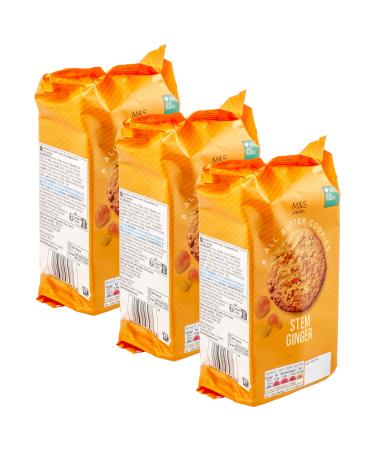 M&S All Butter Oat Cookies with Stem Ginger Chunky Vegetarian - 3 x 200g Packs
