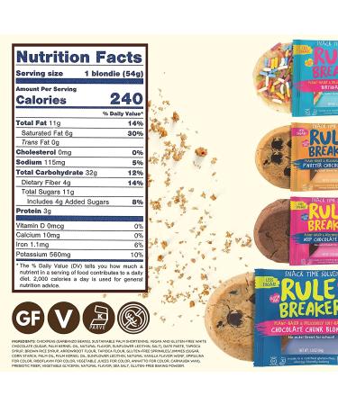 Rule Breaker Snacks Vegan Gluten Free Chocolate Chip Blondie Cookies | Plant-Based, Allergen-Free, Kosher | Soft-Baked Lunchbox Snacks for Kids & Adults - 4 Pack, 1.9 oz - Buy Online on GoSupps.com