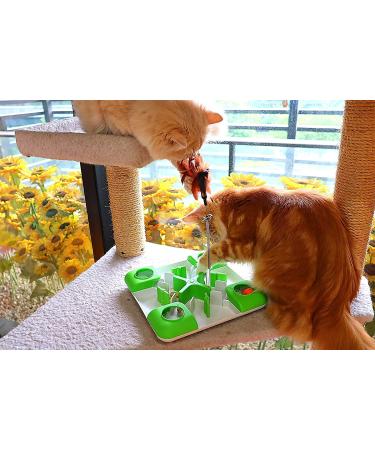 AQluming Cat Puzzle Feeder Treat Toy - Slow Food Dispenser in Green - Buy Online on GoSupps.com