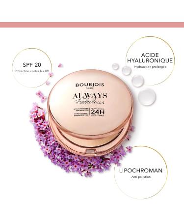Bourjois Always Fabulous 125 Ivory Foundation Powder Lightweight Formula Long-Lasting Up to 24 Hours SPF 20 Hyaluronic Acid Natural Matte Finish 7g - Buy Online on GoSupps.com