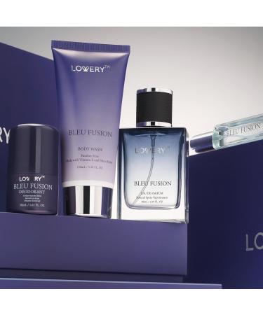 Blue Fusion Perfume for Men Mens Cologne Set 4 in 1 Perfume Set & Colognes Gift Set - 4 Piece Parfum Antiperspirant Deodorant Stick Body Lotion Cologne - Masculine Birthday Gifts Perfumes for Men - Buy Online on GoSupps.com