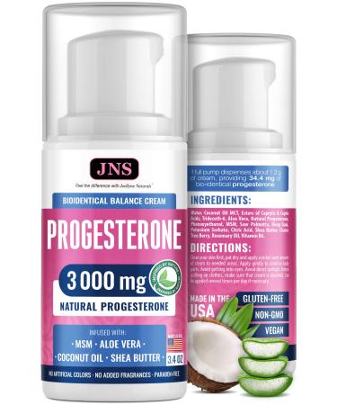 Progesterone Cream (Bioidentical) for Menopause Relief 3000 mg - Made in USA - Bio-Identical Progesterone Cream for Women - Soy-Free & Non-GMO