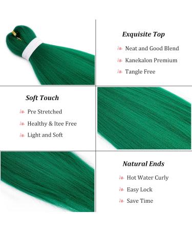 Dark Green Pre Stretched Braiding Hair 26 Inch 3 Packs - Itch Free Knotless Micro Kids Crochet Twist Box Braids Extensions - Buy Online on GoSupps.com