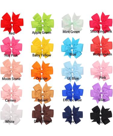 40 Piece 3 Boutique Grosgrain Ribbon Hair Bows Alligator Clips for Girls - Perfect Accessories for Toddlers, Teens - Solid Colors in Pairs - Buy Online on GoSupps.com