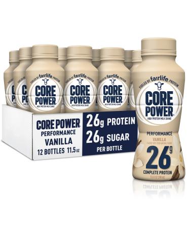 Core Power Protein Shakes (26g), Vanilla, No Artificial Sweeteners, Ready To Drink for Workout Recovery, 11.5 Fl Oz, 12 Count (Pack of 1) Packaging May vary
