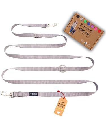 Kuri Pai 3m dog leash for medium -sized dogs comfortable and comfortable Kleine leash overhanging leash double linen sustainable from bamboo |M (2.0cm wide) - gray m (280cm x 2.0cm) - (medium -sized dogs) gray
