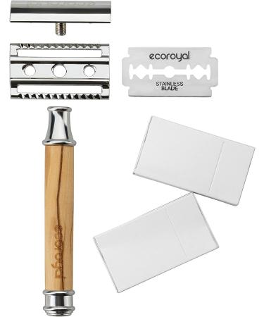 Ecoroyal Olive Wood Razor Plane for Men & Women | Plastic-Free Wet Razor with 10 Blades | Eco-Friendly Zero Waste Safety Razor - Buy Online on GoSupps.com