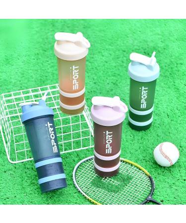 Yissone Protein Shaker Bottle - Portable Shak-Mixer with Powder Storage for Fitness Running & Cycling - Beige - Buy Online on GoSupps.com