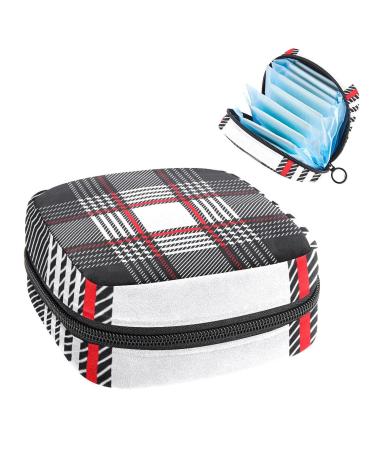 Women's bonds Storage pockets Stillpad holder black and white Scottish plaid plaid Portable period kit bag feminine product bag for women girls color4