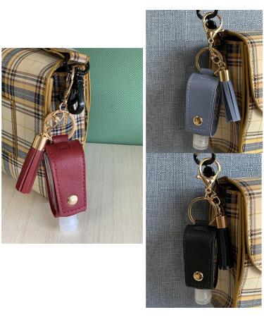 Gold Blue PU Leather Hand Sanitizer Holder Keychain - Portable 1 oz Refillable Travel Bottle - Buy Online on GoSupps.com