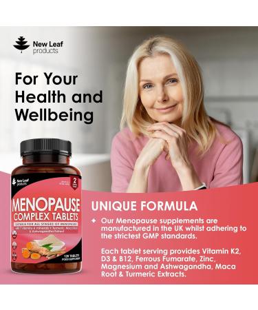 Menopause Supplements with Turmeric, Ashwagandha, Maca - 120 Tablets - Supports All Stages of Menopause - Buy Online on GoSupps.com