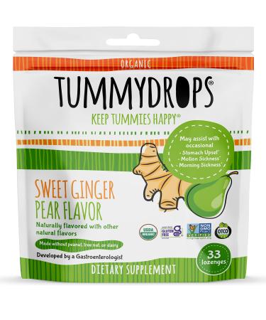 USDA Organic Sweet Ginger Pear Tummydrops (33 Individually Wrapped Drops)