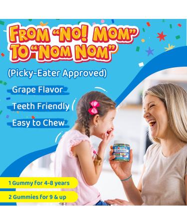 Kids Calcium Gummies + Vitamin D3 K2 Magnesium Zinc Extra Absorption Algae Calcium Supplement For Kids Gentle to Stomach Bone Teeth Muscle Brain Sugar Free Chewable Kids Vitamins 4+ 60 Counts 60 Count (Pack of 1) - Buy Online on GoSupps.com