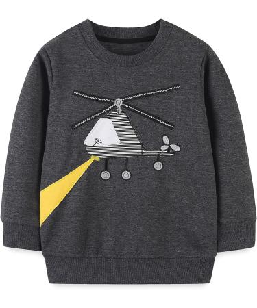 Boys Dinosaur Sweatshirt | Cotton Casual Top for Kids | Long Sleeve Pullover T-shirt | Toddler Girls Shirts | Baby Clothes 1-8 Years | 6-7 Years | Helicopter Design - Buy Online on GoSupps.com