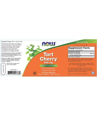 Now Foods Tart Cherry 500mg - 90 Veg Capsules | Antioxidant & Wellness Support - Buy Online on GoSupps.com