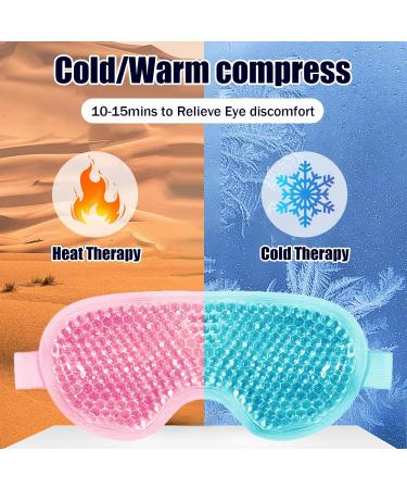 Cooling Eye Mask 2 Pack Gel Cold Eye Mask for Puffy Eyes Eye Mask for Dark Circles Dry Eyes Cold & Warm Sleep Compress for Post Surgery Puffiness Allergies Sinuses (Blue & Pink - Buy Online on GoSupps.com
