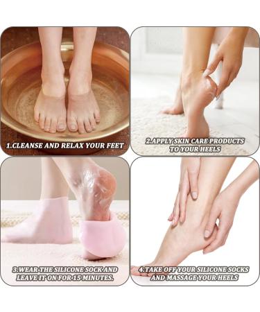 Silicone Moisturizing Socks Anti Slip Soft Gel Silicone Socks Spa Pedicure Foot Care Socks for Repairing Dry Feet Cracked Heel and Softening Rough Skin (1Pair-Pink) - Buy Online on GoSupps.com