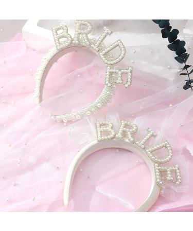Pearl Bride Headband - Bachelorette Party Decorations & Veil Hairband - Buy Online on GoSupps.com