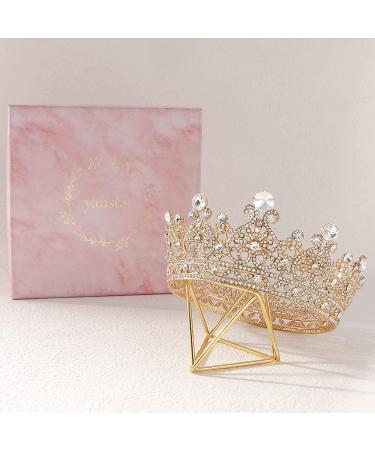 Gold Queen Crown for Women - Crystal Tiara for Birthday, Wedding, Prom & Parties - Buy Online on GoSupps.com
