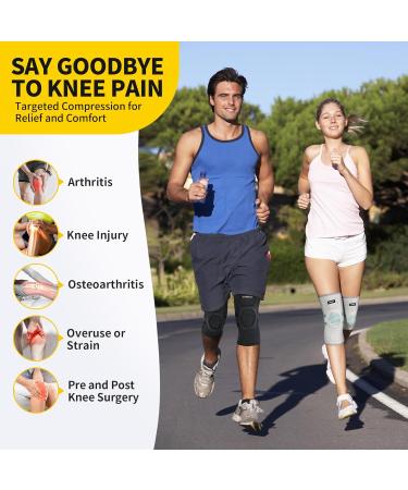 CAMBIVO 2 Pack Knee Braces for Knee Pain Women and Men Knee Compression Sleeve with PMMA Side Stabilizers and Patella Knee Pads Knee Support for Meniscus Tear Arthritis ACL Joint Pain Relief Running Volleyball (Black Grey L) Large Black Grey - Buy Online on GoSupps.com