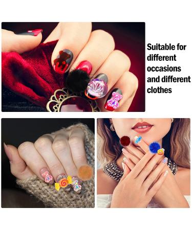 30-Piece Nail Decoration Charms Set: Fluffy Pom Balls, Cute Bear, Candy Resin Charms - Buy Online on GoSupps.com