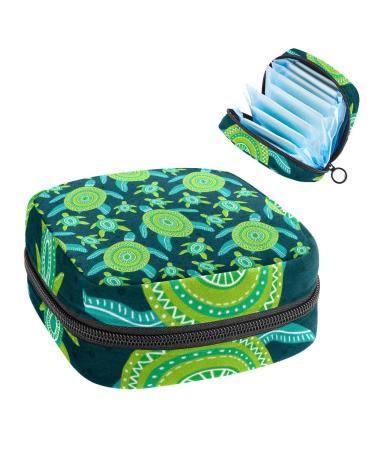 Women's bonds Storage pockets Stillpad holder green turtle pattern sustainable period kit pocket feminine product bag for women girls color4