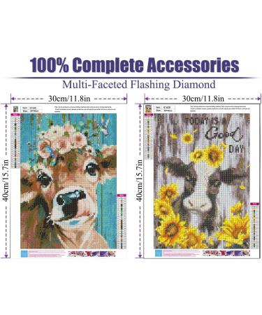 2 Pack Cow Diamond Painting Kits - DIY 5D Full Drill Art with Round Diamonds for Adults & Kids - Home Wall Decor Gift - 12x16inch - Buy Online on GoSupps.com