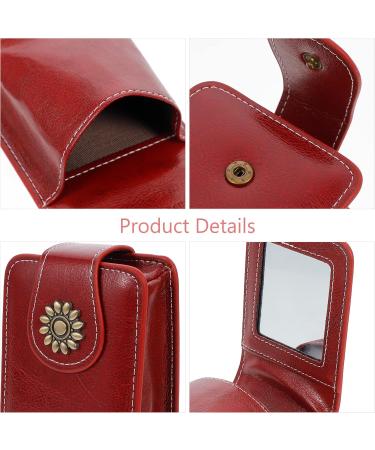 VALICLUD Travel Vanity Bag - Stylish Pocket Mirror & Lipstick Organizer - Portable Cosmetic Pouch for Purse - Claret - Buy Online on GoSupps.com