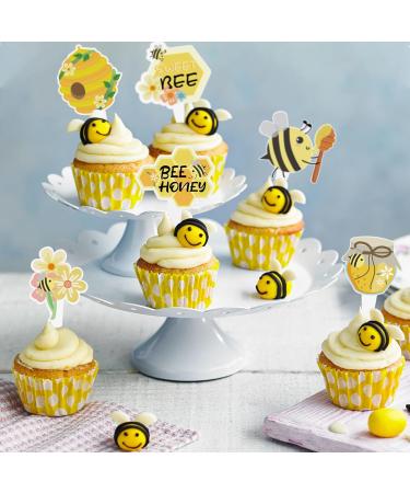 12Pcs Bumble Bee Cupcake Toppers Bee Honeycomb Sunflower Shape Cupcake Picks Decorations for Kids Girls Birthday Baby Shower Honey Bee Themed Party Supplies Cake Decor Bee Day - Buy Online on GoSupps.com