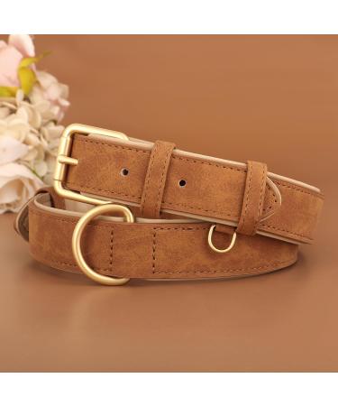Beirui Soft Padded Leather Dog Collar - Comfortable & Durable for Small Medium & Large Dogs - High-Quality Brown Collar with Alloy Fittings (Neck 33-43 cm Width 2.5 cm) - Buy Online on GoSupps.com