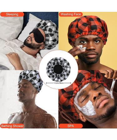 2 Large Waterproof Shower Caps for Men - Reusable Adjustable Bath Cap with Double Layer Terry Cloth Lining - Ideal for Dreadlocks, Braids, and Curly Long Hair - Buy Online on GoSupps.com