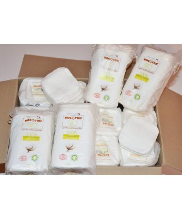 960 pieces made of 100 % organic cotton 75 x 75 mm ecocert-certified softer than washable cotton economical and practical for cosmetic and skin-caring use.