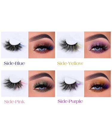 HeyAlice 5D Colored Mink Wispy Cat Eye Lashes Pack - 4 Colors Mixed for Daily & Party - Yellow & More | Cosplay False Eyelashes - Buy Online on GoSupps.com