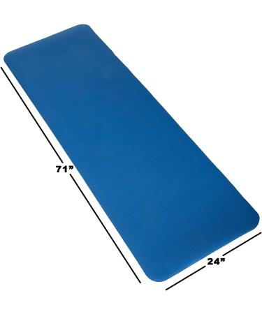Extra Thick Blue Yoga Mat - Non Slip Comfort Foam Exercise Mat for Fitness, Pilates, Workout - Durable with Carrying Strap by Wakeman Fitness - Buy Online on GoSupps.com