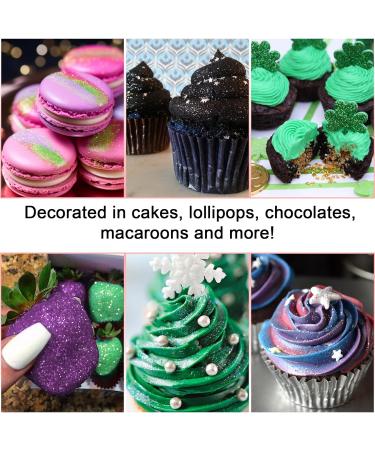 Edible Glitter - 3 Colours 100% Edible Glitter for Cakes Black Purple Green Edible Glitter for Drinks Cake Decorations Chocolates Muffins Cocktail Cream etc (4g Each) - Buy Online on GoSupps.com