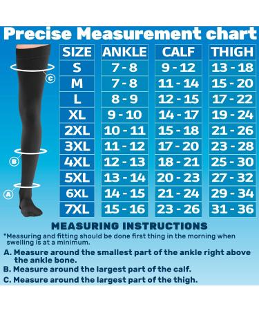 Absolute Support Wide Calf Men's Compression Stockings 20-30mmHg - Plus Size Opaque Thigh Hi Socks for Circulation Varicose Veins Swelling & Lymphedema - 3X-Large Black - Buy Online on GoSupps.com
