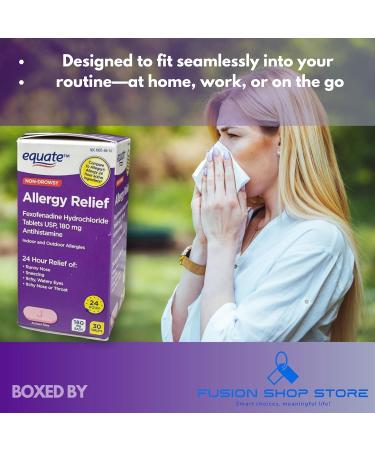 Allergy Relief Tablets- 180mg Fexofenadine Hydrochloride 30ct (Pack of 1) Boxed by Fusion Shop Store - Buy Online on GoSupps.com