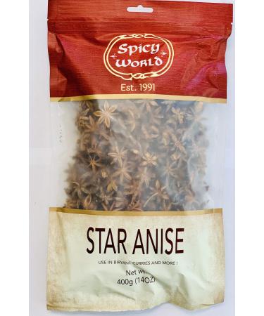 Spicy World Star Anise Seeds Whole Pods Spice 400g (14oz) Natural Vegan | Indian Origin (Badian Khatai)