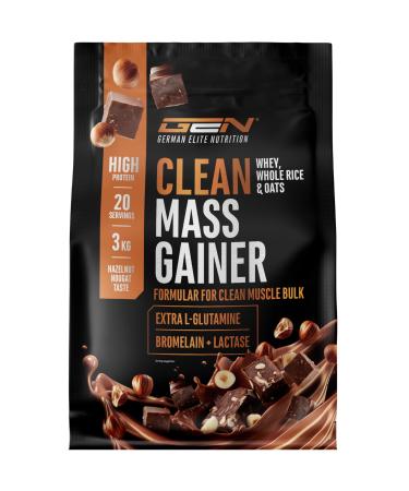 Clean Weight Gainer - 3 kg - Avec Glucides Complexes et Prot ines - Id al pour la Phase de Prise de Masse - Poudre pour la Prise de Masse et de Poids - V g tarien - Saveur Hazelnut Nougat Hazelnut Nougat 3 kg