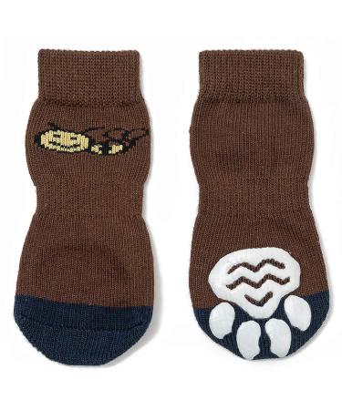 PET Heroic Indoor Anti-slip socks for dogs and cats-6 sizes from S to 3XL for small-rianous animals-paw protection and traction thanks to silicone gel brownish L