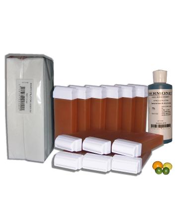 storepil -R assortiment de cire piler 12 recharges + 100 bandes + huile - MIEL pour pilation parfum agrumes