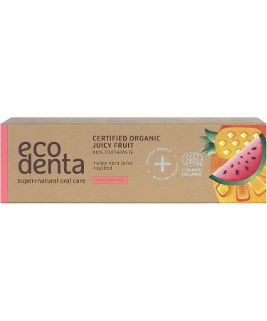 Ecodenta Kids Fluoride-Free Organic Juicy Fruit Toothpaste 75ml - Bubblegum Taste - Natural Children's Toothpaste - Pack of 1 - Buy Online on GoSupps.com