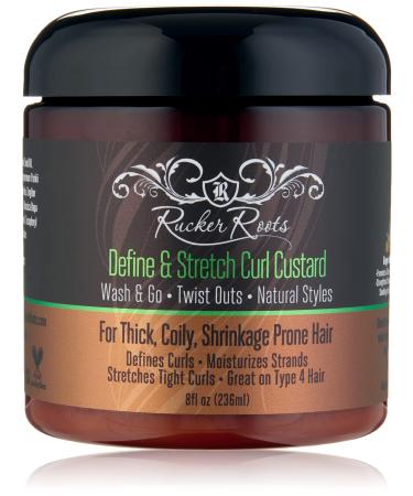 Rucker Roots Define & Stretch Curl Custard |For Thick  Coily  Shrinkage Prone Hair| Wash & Go| Twist Outs| Natural Styles|Defines Curls| Moisturizes Strands| Stretches Tight Curls