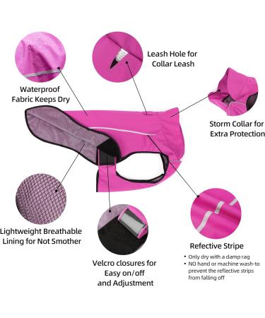 Mile High Life Dog Raincoat - Adjustable Waterproof Pet Jacket | Lightweight Reflective Rain Gear for Small Dogs (Hot Pink) - Buy Online on GoSupps.com