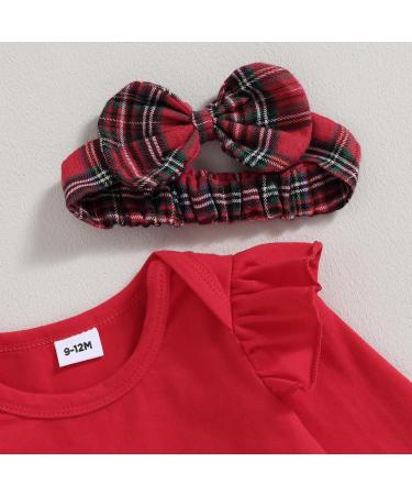 Baby Girl Christmas Outfit | My First Christmas Romper Set | Deer Plaid Suspender Skirt | 12-18 Months - Buy Online on GoSupps.com