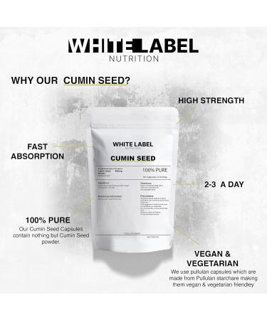 White Label Nutrition Cumin Seed Capsules 600mg - High Potency Vegan Supplements - 60 Capsules - UK Made - GMO-Free - Buy Online on GoSupps.com